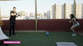 Hot milf latina fucks pornstar on show