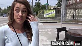 Slender Cutie Kirsten Lee Spreads Pussy In Public Bathroom