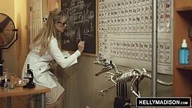 Hey, wanna see Kelly Madison mix sexual chemistry with her nerdy big tits?