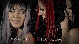 the adorable brunette feels so horny fingering her hairless pussy with a dildo.