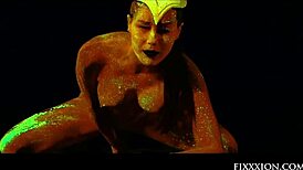 the adorable brunette feels so horny fingering her hairless pussy with a dildo.