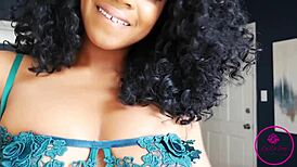 Watch ebony amateur play with monster dildo and cum