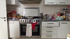 Look at this flaquita trans cooking in tiny thong, wanna see more?