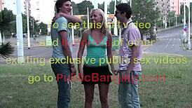Extreme Public Threesome with Blonde Teen Girl
