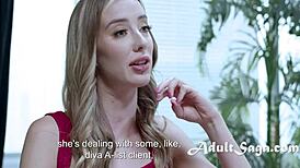 Hot shemale model bangs cute teen during steamy waiting session