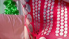 Curvy woman bends over for big black dildo anal play