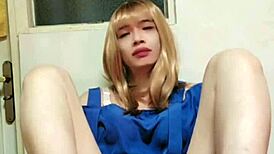 Ting-Xuan Masturbates With Dildo In Dress