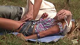 Redhead Cowgirl Rides Ranch Worker with Blowjob and Anal