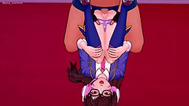 dva from overwatch has sex in her uniform at the love hotel