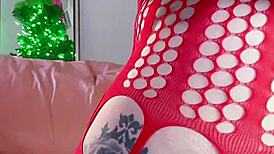 Curvy woman bends over for big black dildo anal play