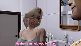 Blonde Bent Over For Rough Doggy In 3D Home Fuck