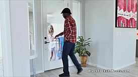 Hey teen cleaner, can you handle this huge black cock pounding?