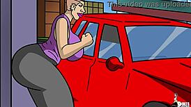 pawg stripper encounters trouble in anime style