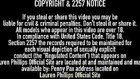 Lauren Phillips teases her big tits while Sara Jay dildo fucks her pussy