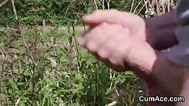 Wow, this centerfold just took a huge cum load on her face!