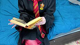 Slytherin boy dominates busty Gryffindor in rough Hogwarts POV clash