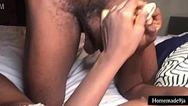 guy pounds her hard in missionary at home