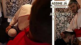 Peralta Kneels For Deepthroat In Backstage Gay Threesome