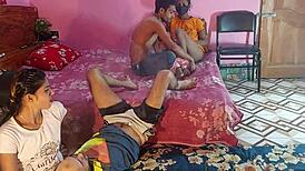 Hey, watch these desi college couples hanif, popy khatun, mst sumona, and manik mia getting wild in a homemade interracial gangbang