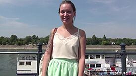 german scout finds 19-year-old student mia for outdoor anal.