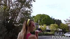 Jennifer White bends over for POV blowjob and tight pussy fucking