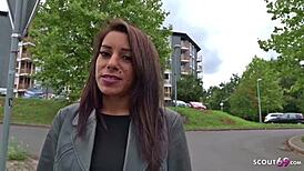 German scout bangs teen Bonnie hard at spontaneous public casting