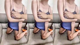 대형 젖가슴 가지고 놀고 아시아 엉덩이 박음, 홈메이드 애널