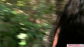 Big Tits European MILF Sucks College Dude Outdoors Hard