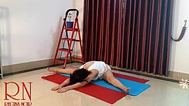 Nude Yoga Regina Noir Strips in White Panties at Gym!