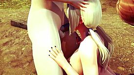 Tsunade gets blowjob and threesome creampie in Naruto hentai 😏