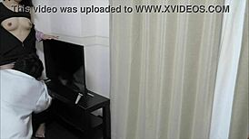 Young couple has sex in living room before school