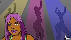 pawg stripper encounters trouble in anime style