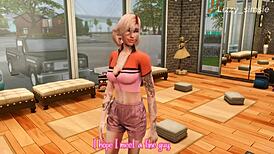 Blonde bonde gets fucked hard in the gym during 3d animation sims 4. She takes it doggystyle and blows him off with cum everywhere.
