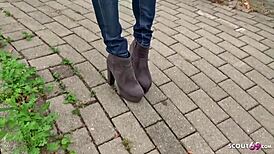 German scout bangs teen Bonnie hard at spontaneous public casting