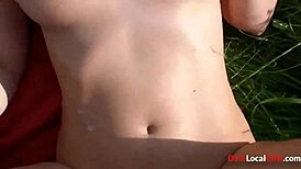 Outdoor fucking with this brunette's huge tits bouncing, look at those boobs