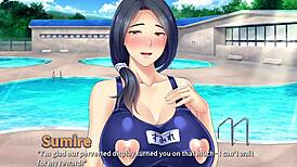 Busty Neighbor Cums in Pool Threesome