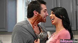 Twistys food fight turns into a fuck with Gina Valentina and Donnie Rock