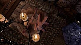 Slim blonde in skyrim parody rides cock sideways, contrasting her exotic curves