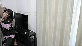 Young couple has sex in living room before school