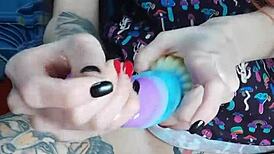 Nastya Fox fucking herself with unicorn dildo intensely