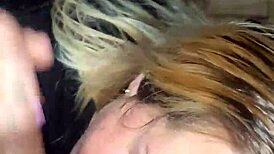 Blonde intensely sucks and deepthroats black cock until swallowing cumshot