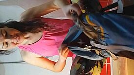 pee and close-up dildo masturbation in the gym shower