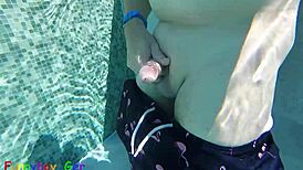 i cheekily jerk off my fat cock in a public thermal pool underwater for hot fun