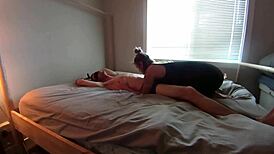 bound helpless boyfriend gets teased and licked to orgasm