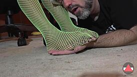 Worship My Green Fishnets Feet In Femdom Domination!