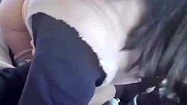 He watches her perfect ass while she sucks and squeezes his cock for a cumshot