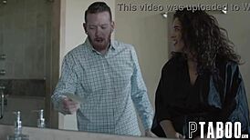 johnny goodluck and victoria voxxx smile for the camera during pov blowjob with petite teen