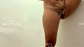 teen asian girl shaving pussy in shower on camera