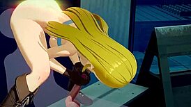 Blonde girl zelda makes him cum hard