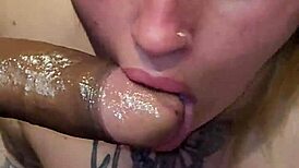 Blonde deepthroats and squirts intensely